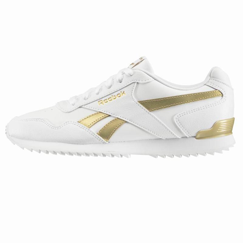 Reebok Royal Glide Ripple Clip Shoes Womens White/Gold India GA4061CQ